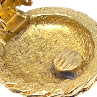 Chanel Button Earrings Gold Clip-On 2236