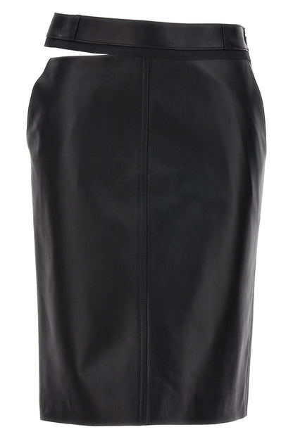 Fendi Women Leather Midi Skirt