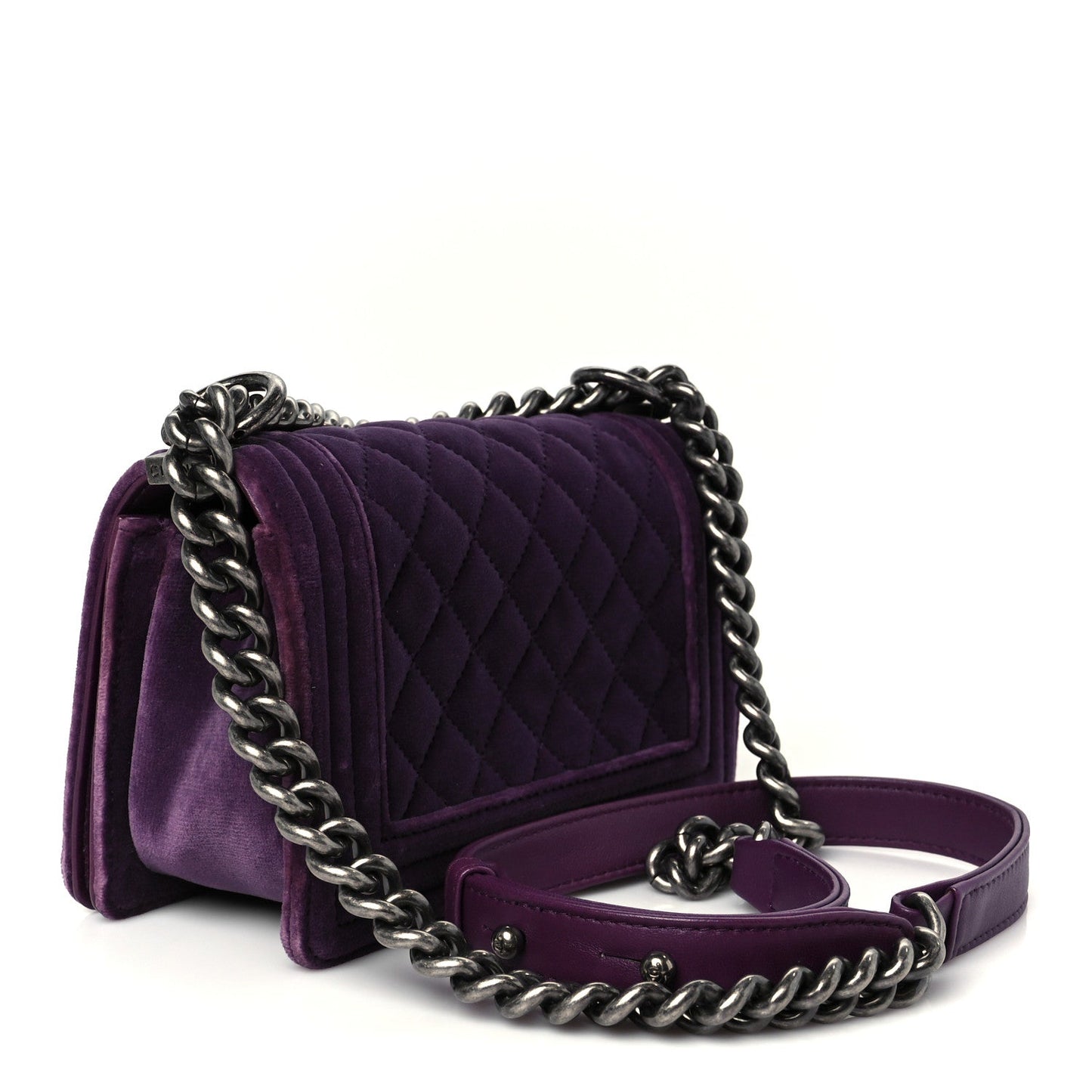Velvet Quilted Small Boy Flap Purple