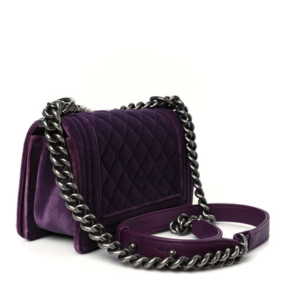 Velvet Quilted Small Boy Flap Purple