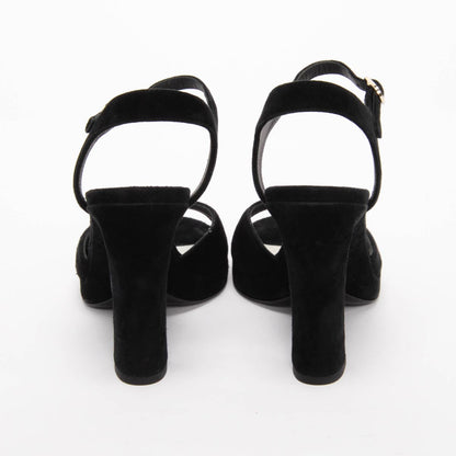 Chanel Black Suede Platform Sandals 37