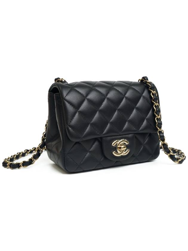 Mini Flap Lambskin Cross Bag Light Black Chanel