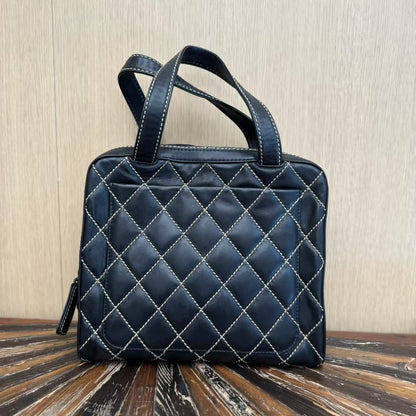 Chanel Surpique Bowler Bag - Black Handle Bags, Handbags