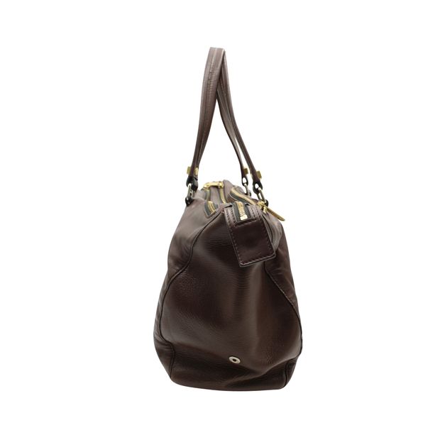 Celine Dark Brown Triple Zip Satchel