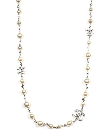 Chanel 2019 42" Faux Pearl/Crystal CC Necklace