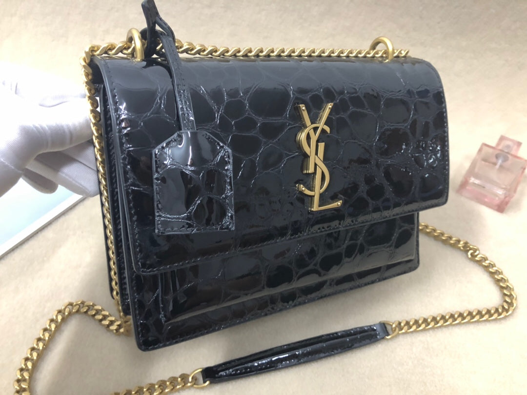 Yves Saint Laurent Sunset Chain Wallet Black