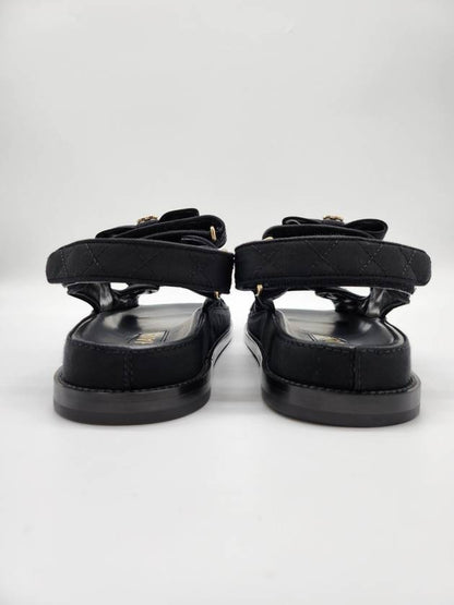 WoMen's Ribbon Velcro Sandals Black Chanel