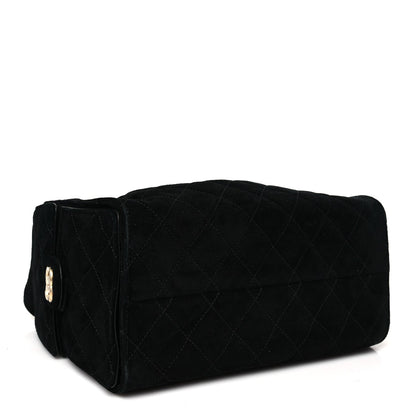 Suede Quilted Small Chanel 25 Handbag Black