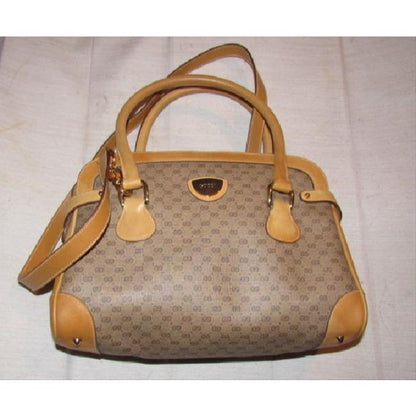 Gucci Boston Bag Guccissima Canvasleather Two Way Brown Micro G Print Leathercoated Canvas Satchel