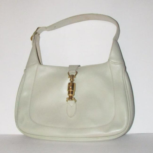 Gucci Shoulder Jackie W Vintage Strap Extenderpiston Clasp Stone Color Leather Hobo Bag