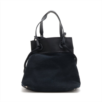 Chanel Coco Canvas Leather Tote Bag Black Silver Gold  13th