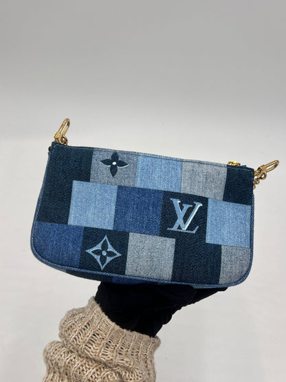 Louis Vuitton Monogram Denim Patchwork Multi-Pochette Accessoires - Clutches, Handbags AG322O