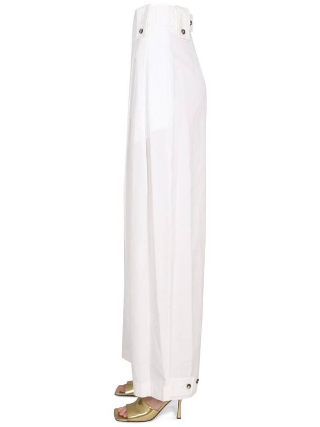 Luxury Bottega Veneta Women's High Waist Pintuck Wide Pants White