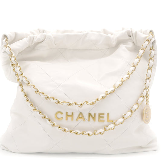 Shiny Calfskin Quilted Small Chanel 22 White