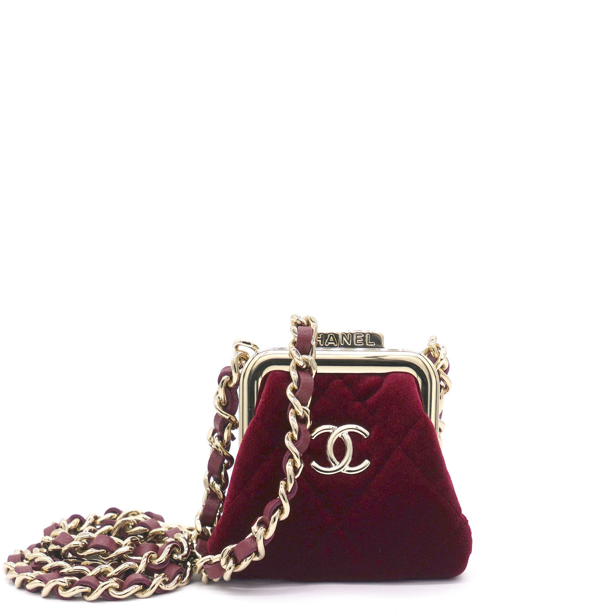 Red Velvet Clutch with Chain