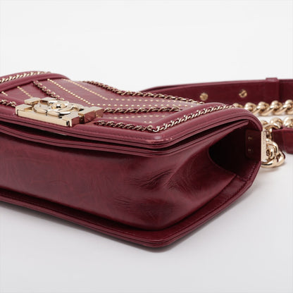 Chanel Mini Boy Chanel Leather Chain Shoulder Bag V Stick Bordeaux G