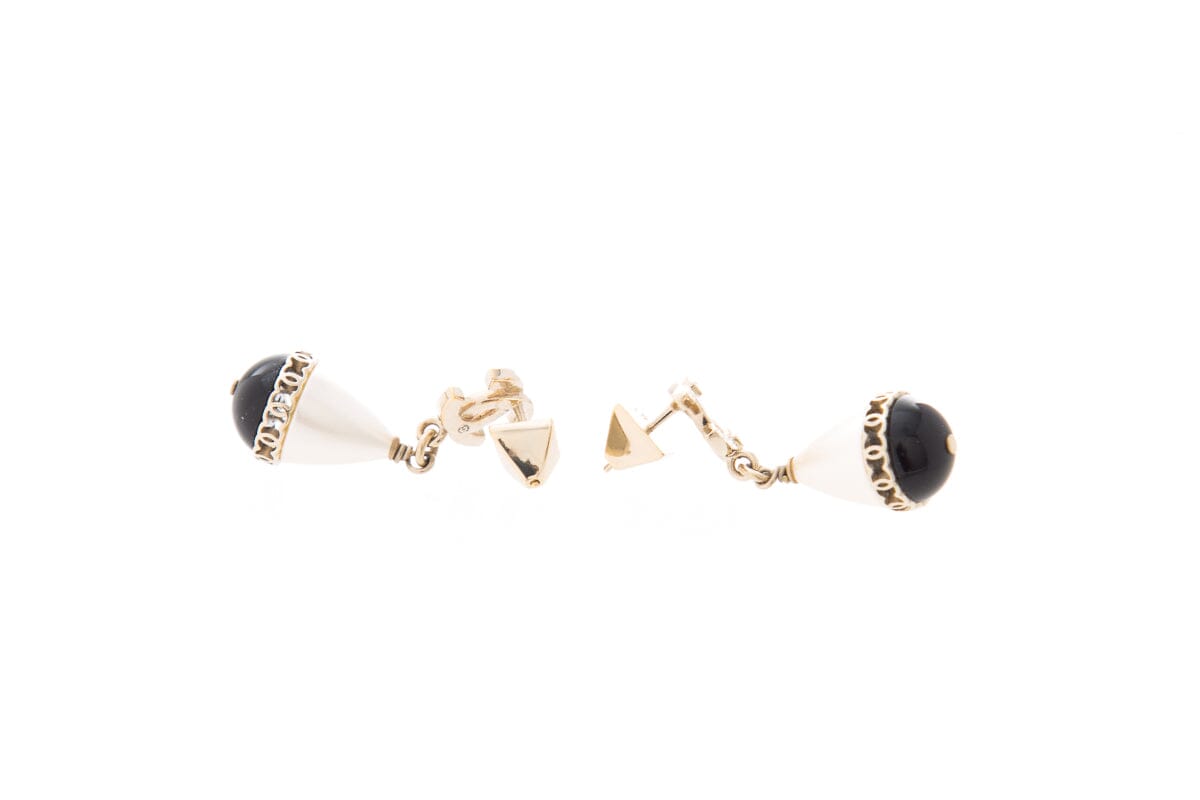 Chanel 2021 Pearl & Black CC Small Drop Earrings