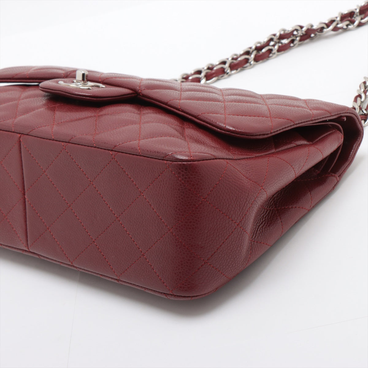 Chanel Decamatrasse Caviar S Double Flap Double Chain Bag Bordeaux Silver  15th