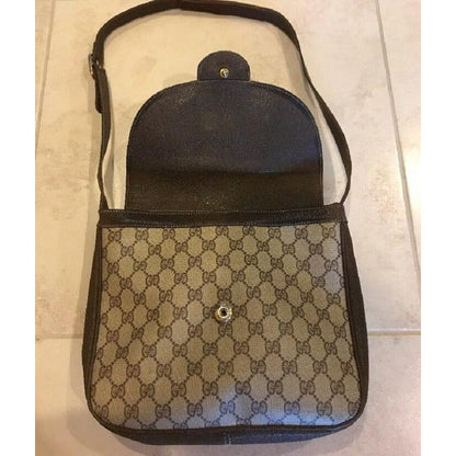 Gucci brown Guccissima print coated canvas and leather, XL, satchel/tote bag w horse shoe accent