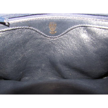 SALE! Gucci Navy Blue Leather With White Piping Shoulder Bag