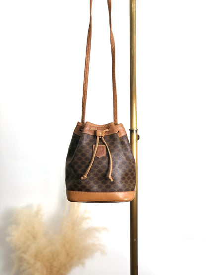 CELINE  Drawstring Shoulder bag Brown Vintage wt5bvk