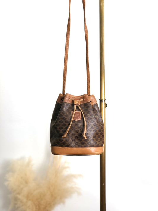 CELINE  Drawstring Shoulder bag Brown Vintage wt5bvk