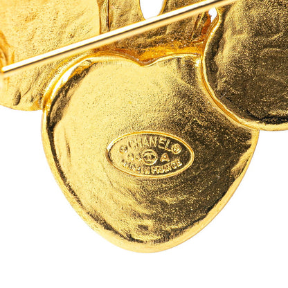 Chanel Gold Plated Coco Mark Clover Motif Brooch 96A