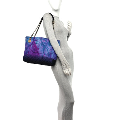 Wool Tweed CC Tote Purple Black Blue