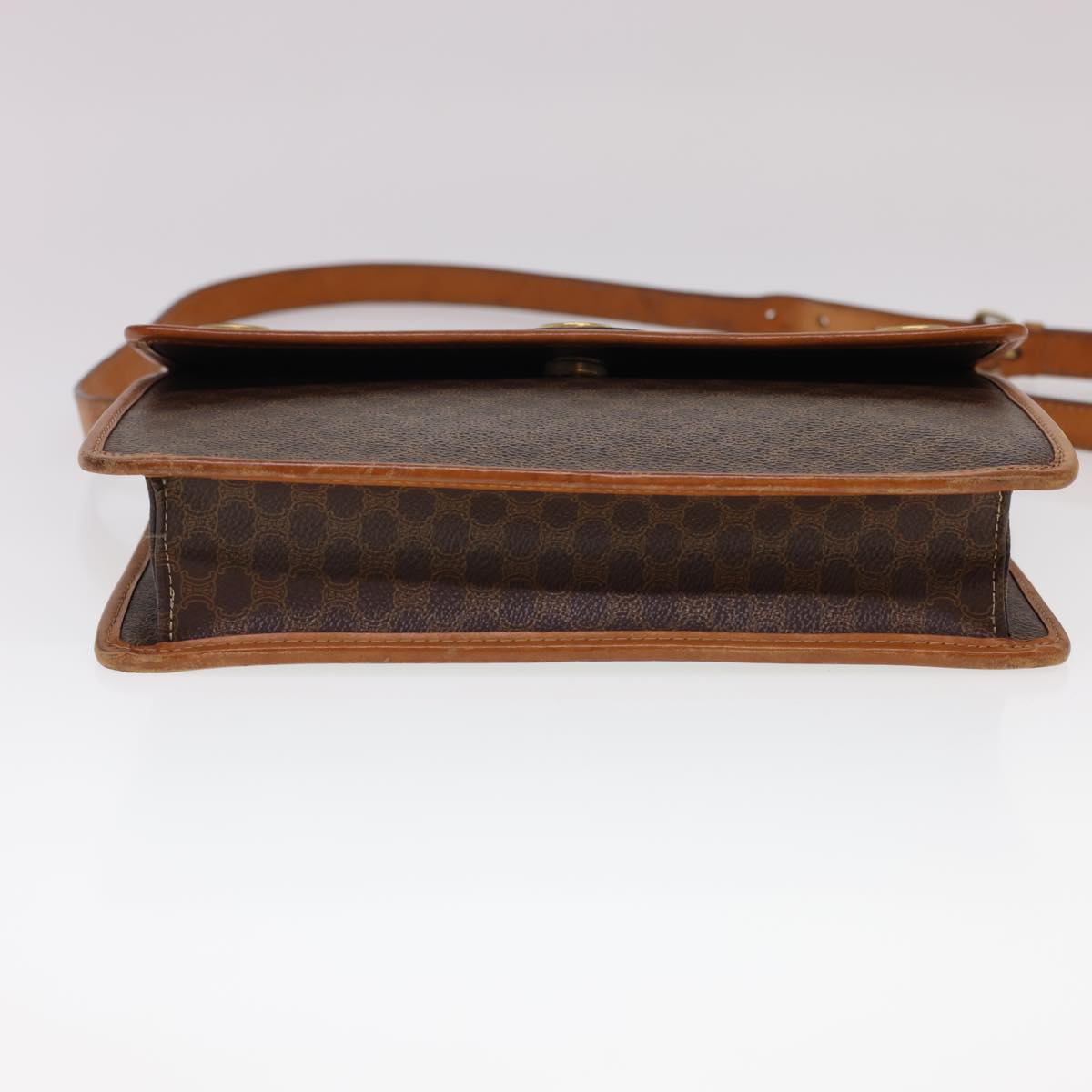 Celine Macadam Canvas Shoulder Bag PVC Leather Brown  40101