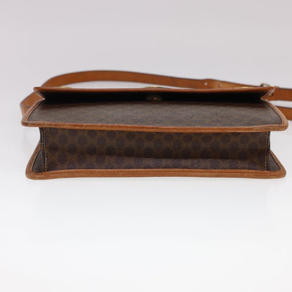 Celine Macadam Canvas Shoulder Bag PVC Leather Brown  40101
