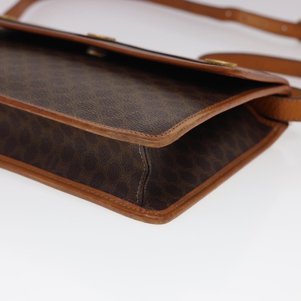 Celine Macadam Canvas Shoulder Bag PVC Leather Brown  40101
