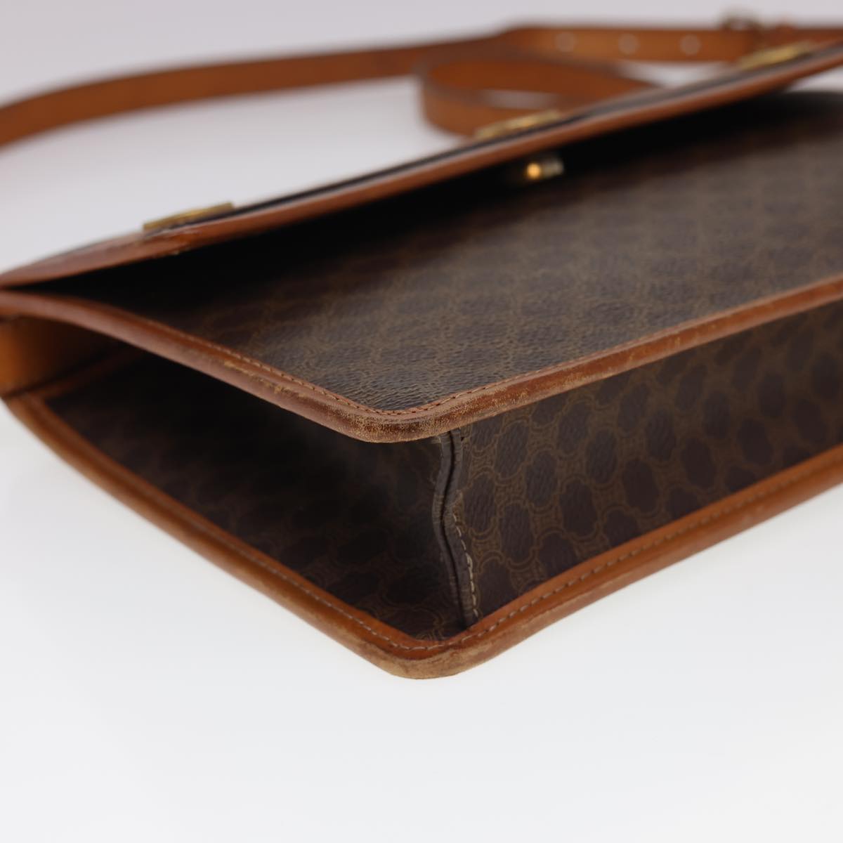 Celine Macadam Canvas Shoulder Bag PVC Leather Brown  40101