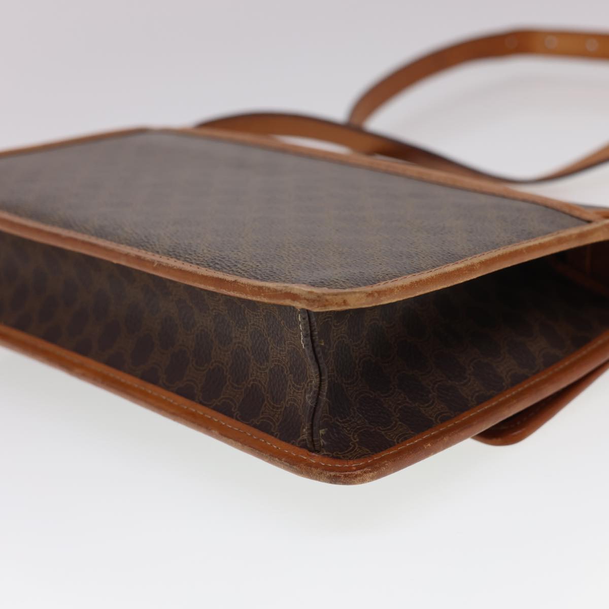 Celine Macadam Canvas Shoulder Bag PVC Leather Brown  40101