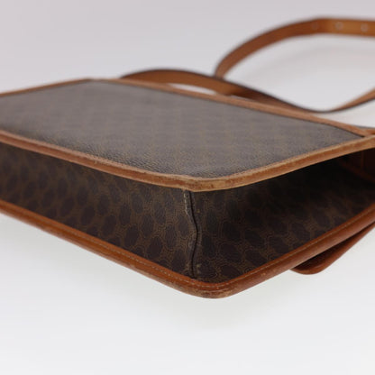 Celine Macadam Canvas Shoulder Bag PVC Leather Brown  40101