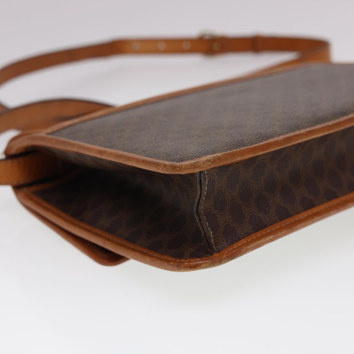 Celine Macadam Canvas Shoulder Bag PVC Leather Brown  40101