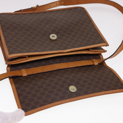 Celine Macadam Canvas Shoulder Bag PVC Leather Brown  40101