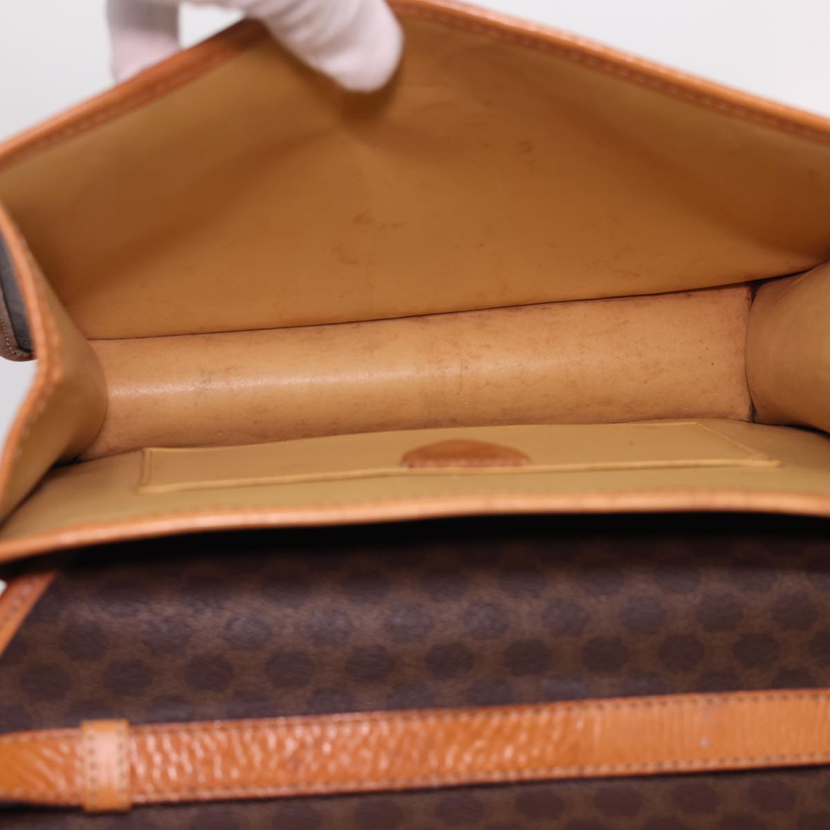 Celine Macadam Canvas Shoulder Bag PVC Leather Brown  40101