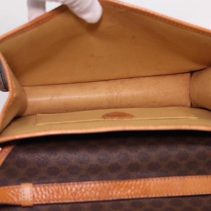 Celine Macadam Canvas Shoulder Bag PVC Leather Brown  40101