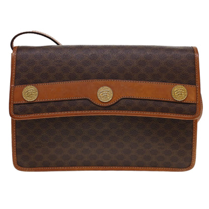 Celine Macadam Canvas Shoulder Bag PVC Leather Brown  40101