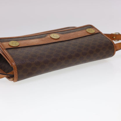 Celine Macadam Canvas Shoulder Bag PVC Leather Brown  40101