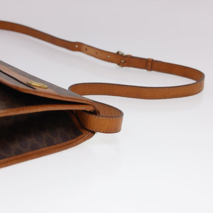 Celine Macadam Canvas Shoulder Bag PVC Leather Brown  40101