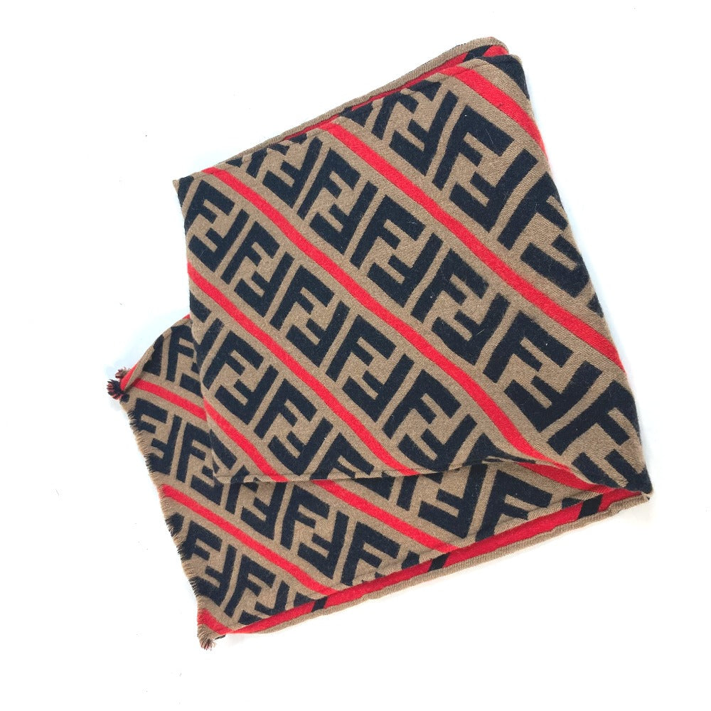 FENDI Scarf wool Brown Zucca logo