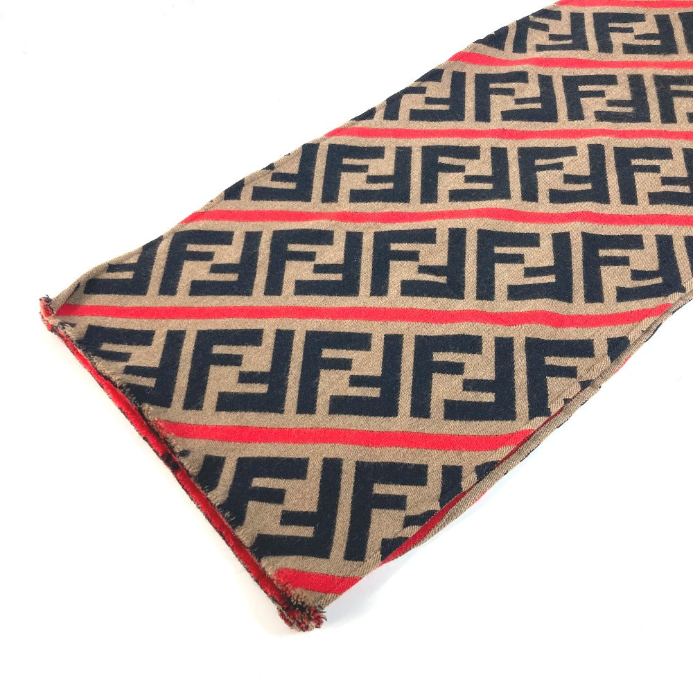 FENDI Scarf wool Brown Zucca logo