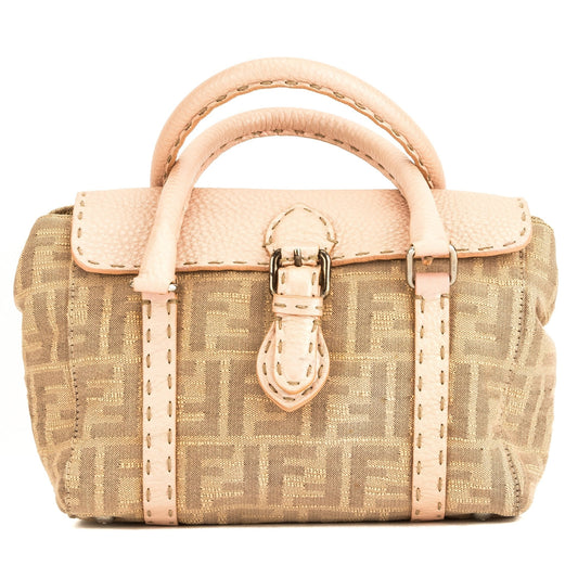 Fendi Pink/Tan Zucca Selleria Mini Linda (4018016)