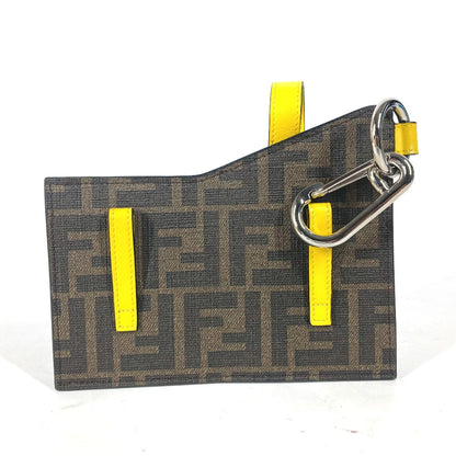 FENDI key ring 7AR759 Leather / PVC Brown With carabiner Zucca Mobile Pouch