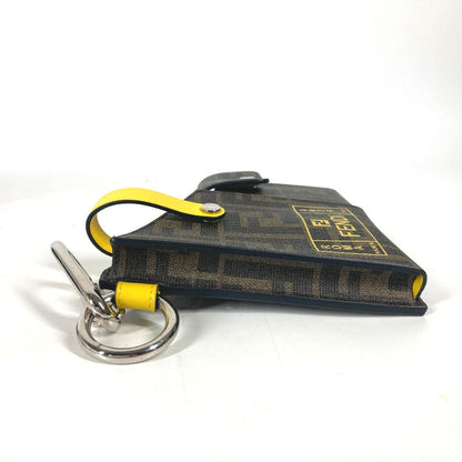 FENDI key ring 7AR759 Leather / PVC Brown With carabiner Zucca Mobile Pouch