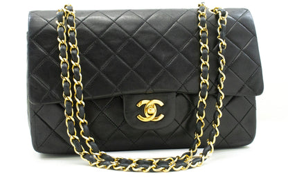 Chanel Classic Double New " Chain Shoulder Bag Black Lambskin