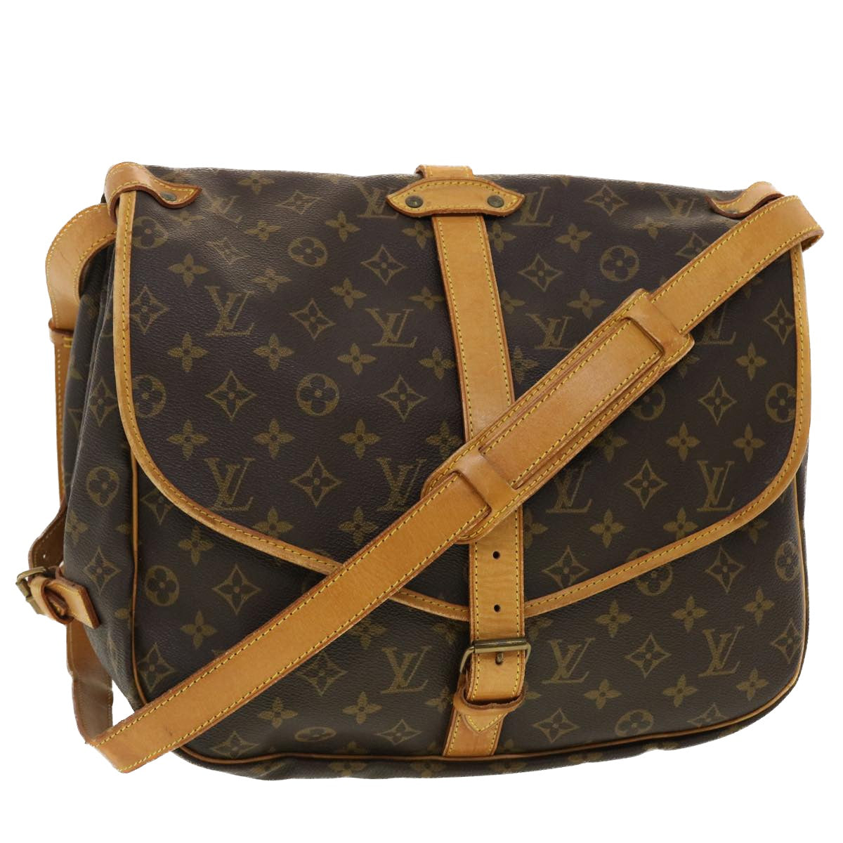 LOUIS VUITTON Monogram Saumur 35 Shoulder Bag M42254 LV 40298