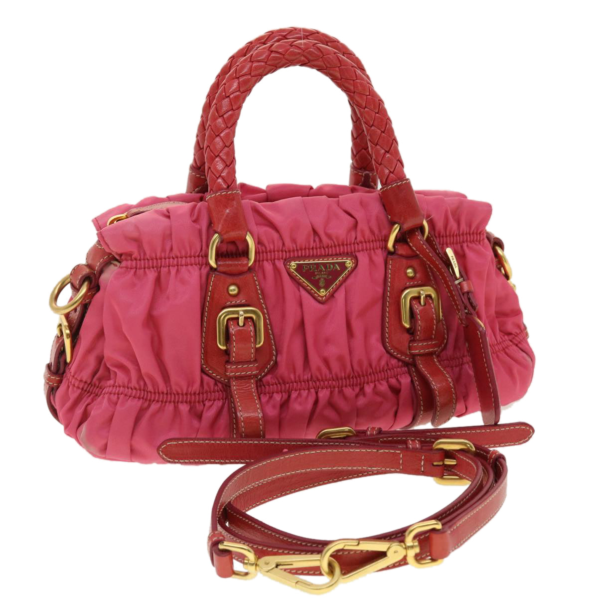 Prada Hand Bag Nylon 2way Pink  40325