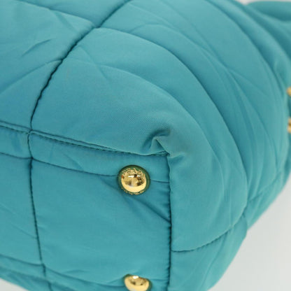 Prada Quilted Hand Bag Nylon 2way Turquoise Blue  40351